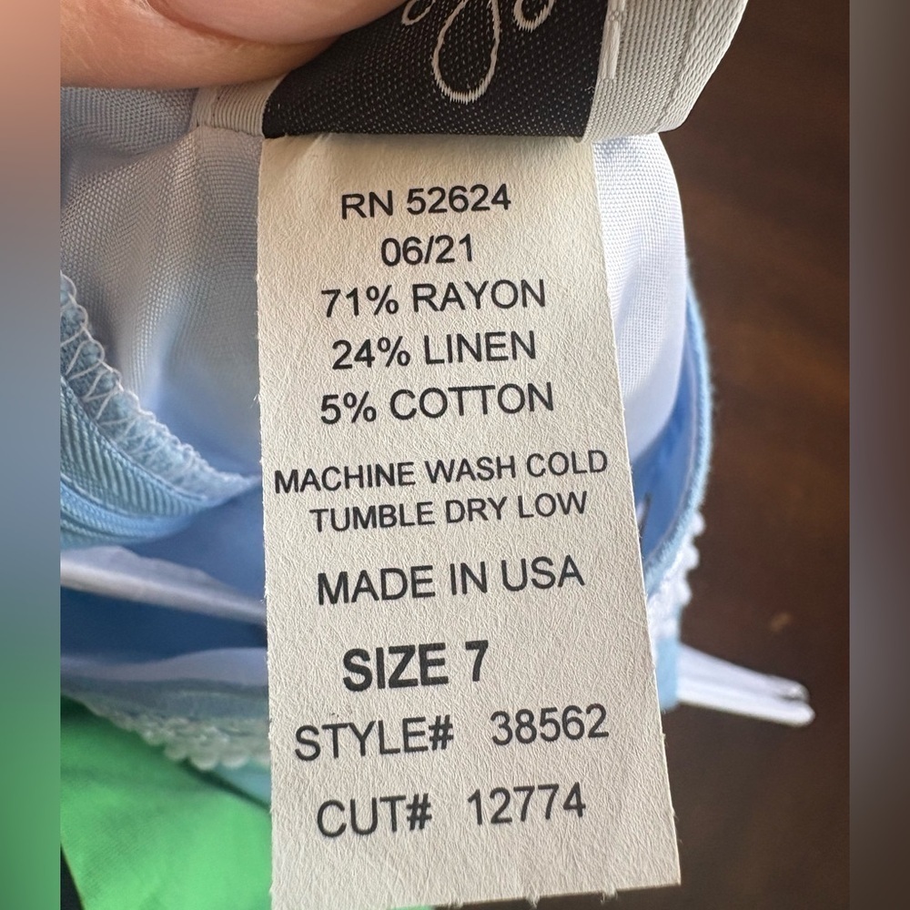 MAGGIE BREEN A-line Dress w Decorative Trim- Blue-NWT Girls 7 Made in USA - Picture 2 of 5